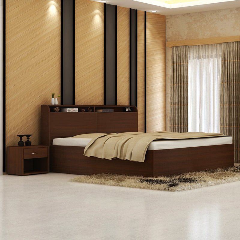 Torque India Jacob King Size Bed with Box Storage for Bedroom ( Light Brown) - TorqueIndia